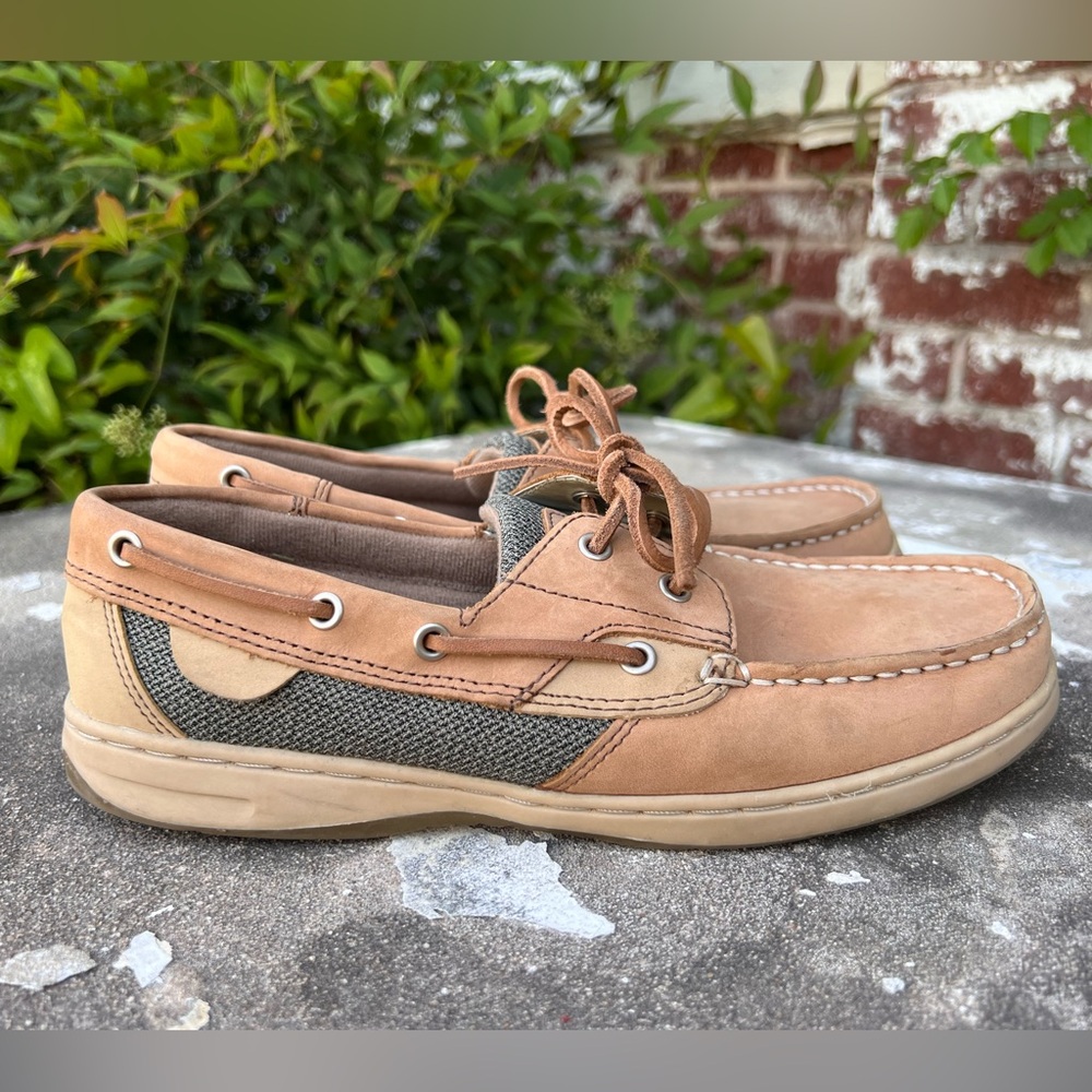 Maui Island Sz 8.5 M Women’s Slip On Leather Loafers MARLIN Shoes Tan/Gray Color